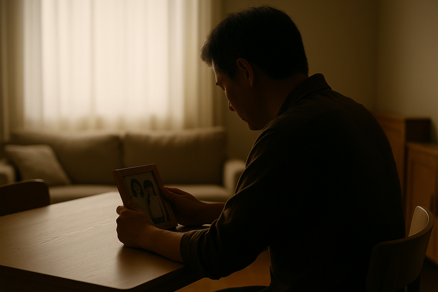 子どもを連れて家を出ていった妻を心配する夫のイメージ