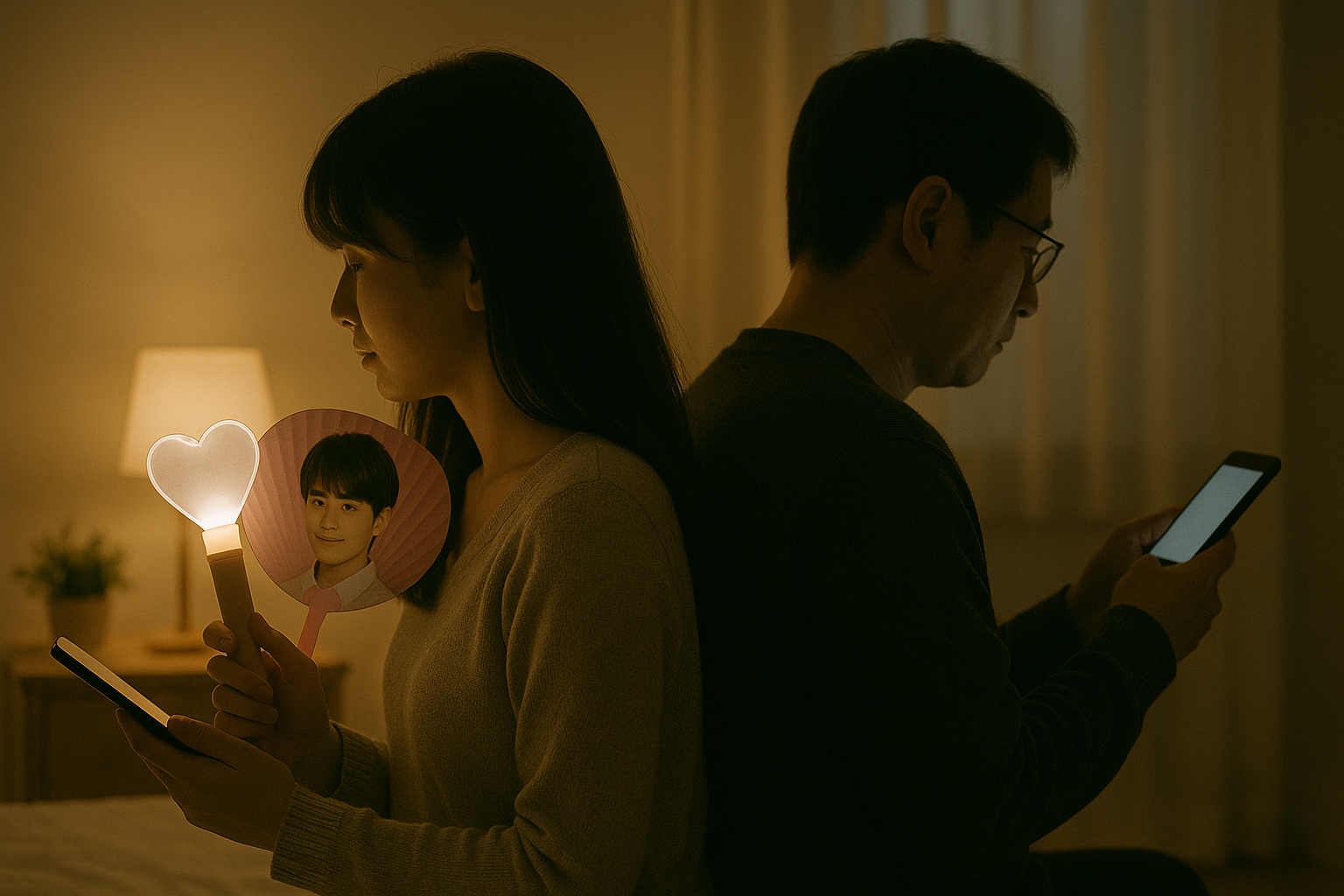 推し活に熱中するあまり夫婦関係に溝ができたイメージ