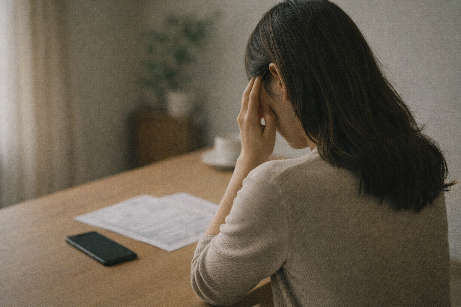 夫のパパ活と慰謝料請求で悩む女性のイメージ