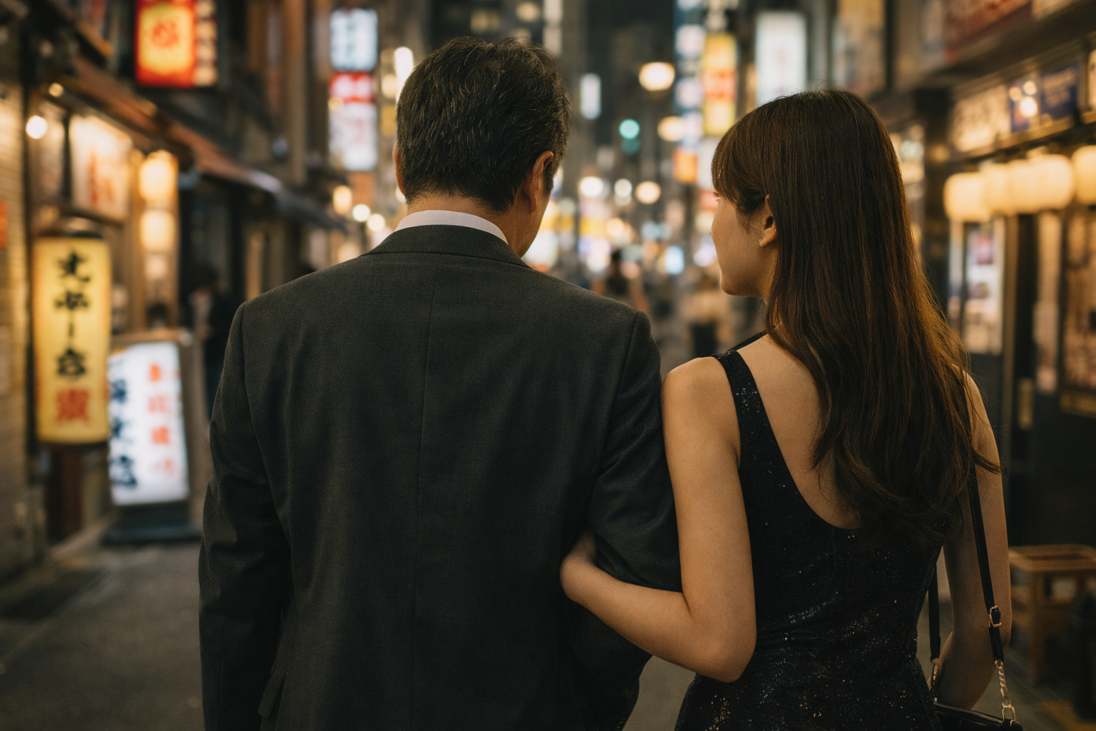 夫が若い女性とパパ活をしているイメージ