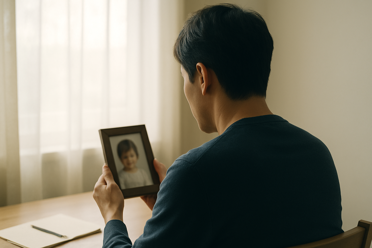 子どもの父親として悩む男性のイメージ