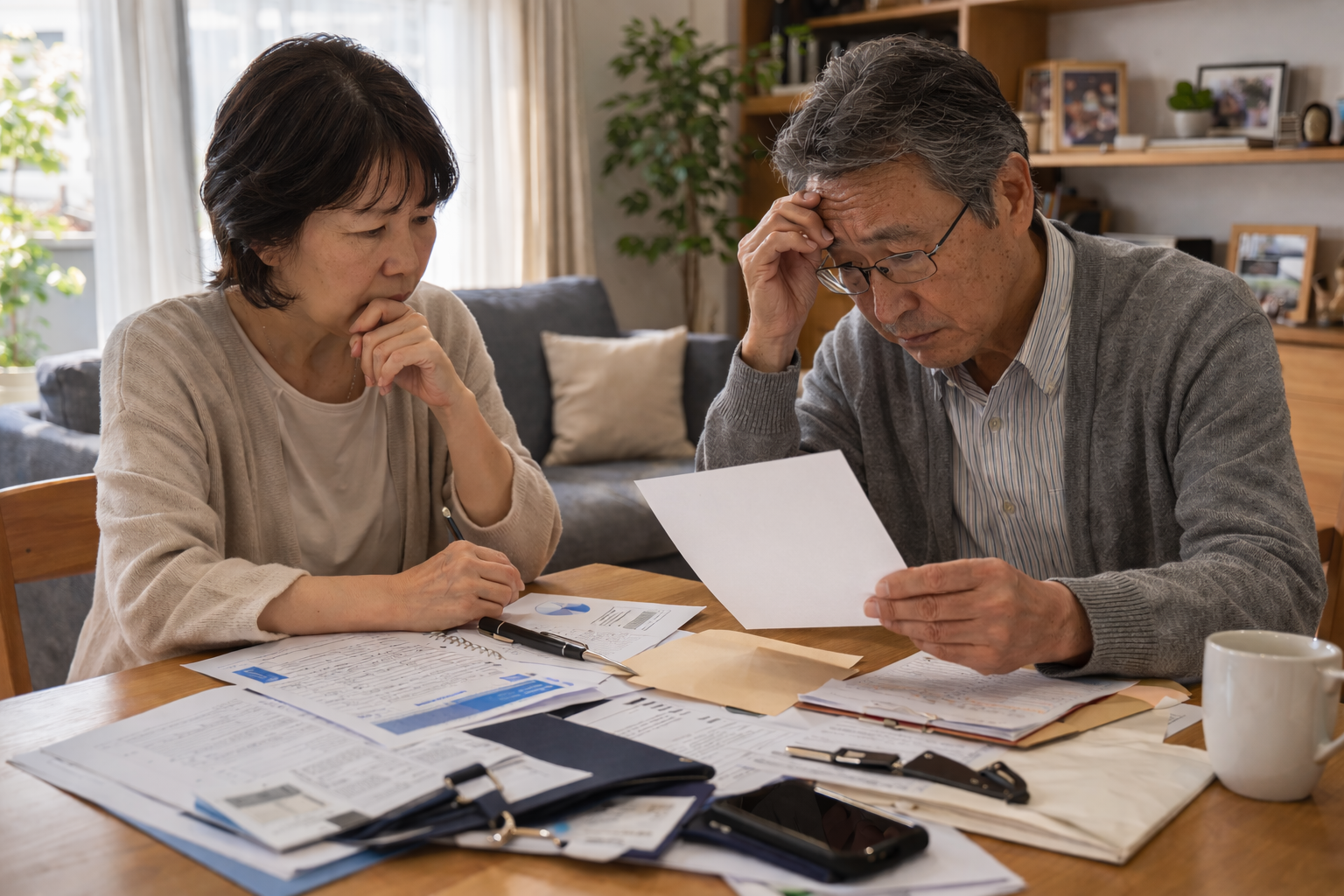 娘の結婚相手に不安を感じる両親のイメージ