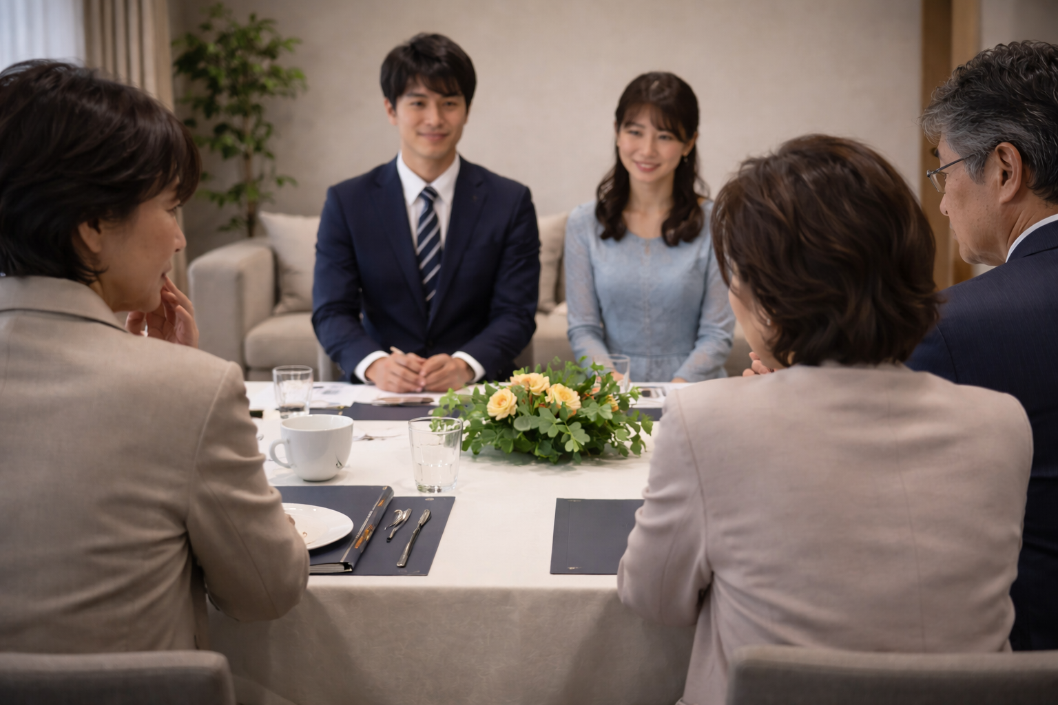 結婚相手の家族に違和感を感じる両親のイメージ